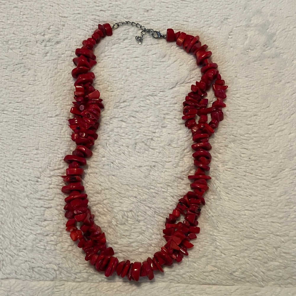 Red Coral Beaded Necklace - Picture 1 of 4
